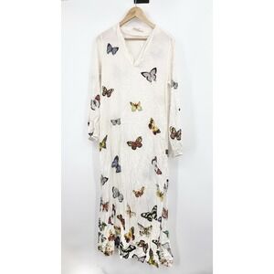 Johnny Was Kaftan Maxi Dress Medium Marisa Butterfly Coverup Beach Resort Luxury